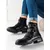 Padded black worker boots with Shelovet buckles