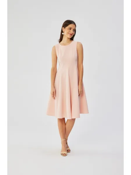 S358 Sleeveless flared dress - powder pink