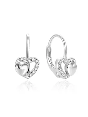 Charming silver earrings with hearts AGUC1283DL