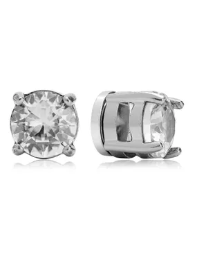 Glittering steel earrings with magnet 2 in 1 (beads, mini brooch)