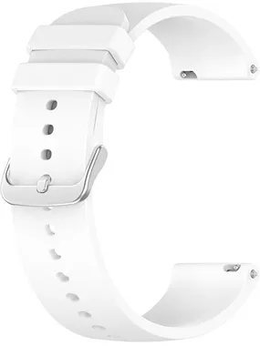 Universal silicone strap with silver clasp 22 mm - White