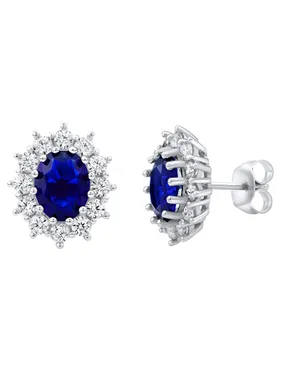Silver earrings with synthetic blue sapphire Kate JJJ985EB