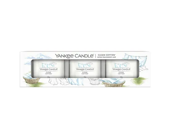 Set of votive candles in glass Clean Cotton 3 x 37 g