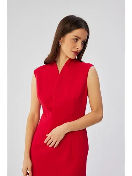 S360 Dress with a subtle neckline and overlap - red