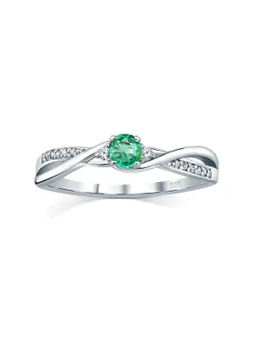 Silver ring with real natural emerald JJJR1100ER