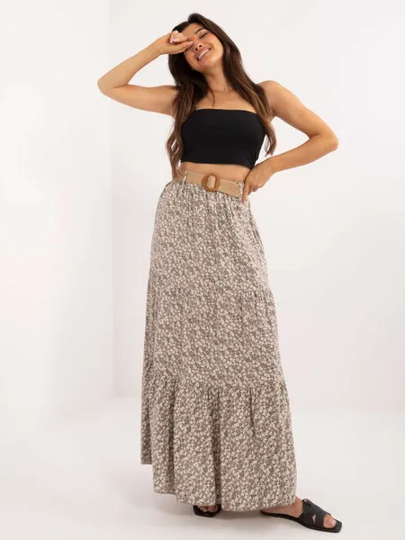 Women's dark beige skirt with ruffles