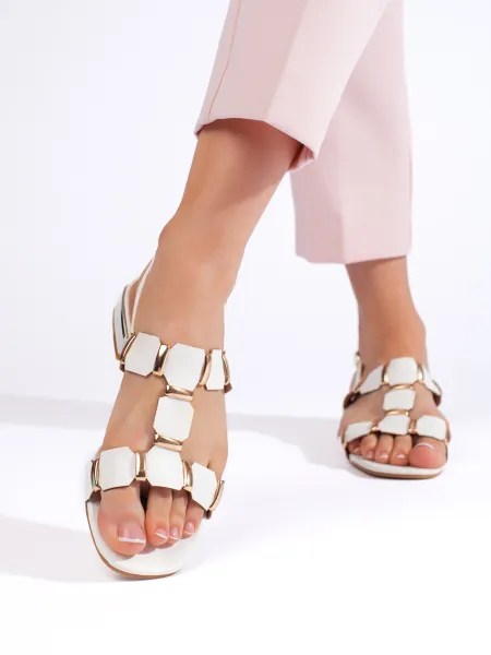 Stylish white flat sandals