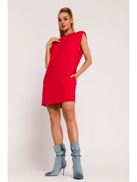 M789 Mini dress with shoulder pads - red