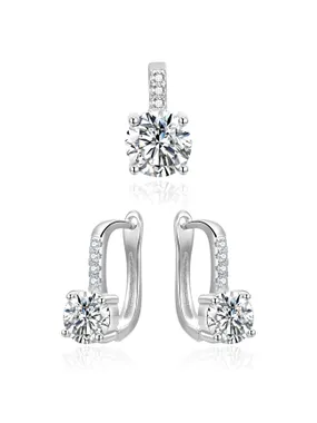 Elegant jewelry set with zircons AGSET359 (pendant, earrings)