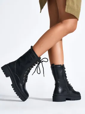 Black lace-up women's workers