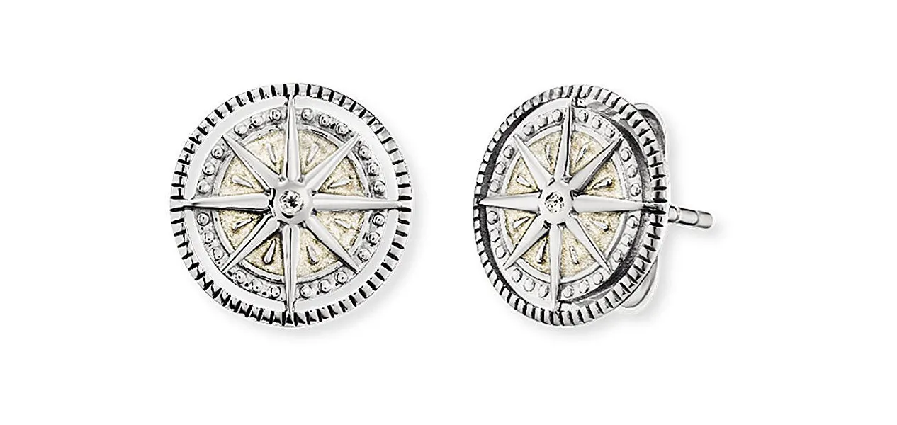 Silver earrings with compass ERE-WINDROSE-ENP-ZI