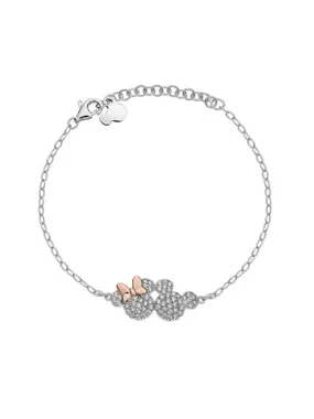 Beautiful silver bicolor Mickey and Minnie Mouse bracelet BS00048TZWL-55.CS