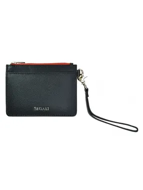 Leather mini wallet-keychain 7290 A Black