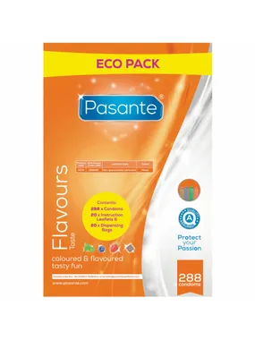 PASANTE - CONDOMS ECO PACK FLAVORS BAG 288 UNITS