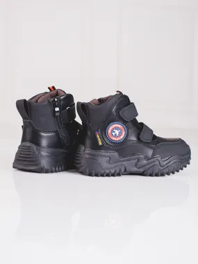 High boots for boys with velcro Shelovet black