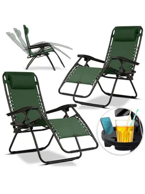 Garden deckchair folded with a sophista chillwell pillow set 2 pcs green