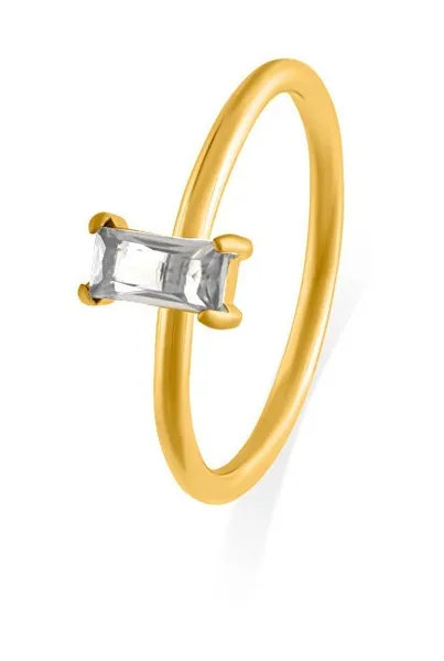 A charming gold-plated ring with a clear zircon