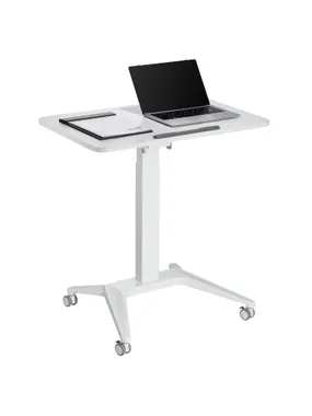 Maclean mobile desk laptop table, white, pneumatic height adjustment, 80x52cm, 8kg max, 109cm high, MC-453W