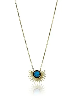 Elaborate Gold Plated Turquoise Necklace EWN23037G