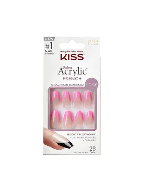 Adhesive nails Salon Acrylic French Color - Squared 28 pcs