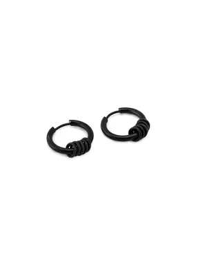 Black men's round earrings KS-150