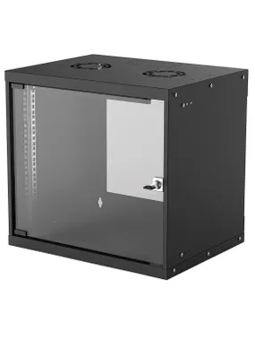 Intellinet Network Cabinet, Wall Mount (Basic), 9U, Usable Depth 340mm/Width 485mm, Black, Flatpack, Max 50kg, Glass Door, 19", Parts for wall installation (eg screws and rawl plugs) not included, Three Year Warranty