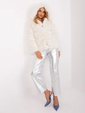 Ecru transitional jacket made of ecological fur.