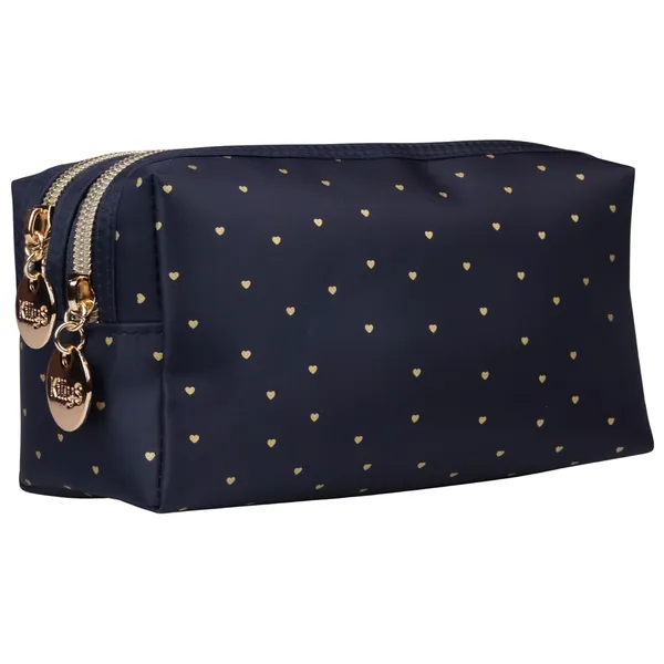 Golden Heart cosmetic bag with two zippers