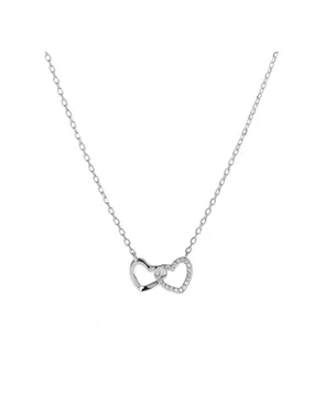 Silver necklace Linked hearts AJNA0016