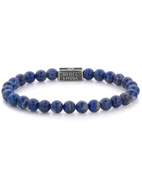 Silver beaded bracelet Lapis Lazuli RR-6S002-S