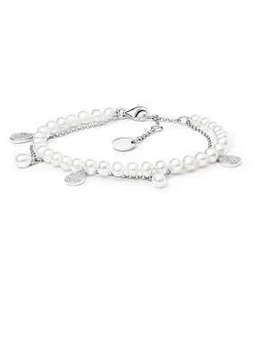 Elegant silver bracelet with pearls and zircons GRP20213BW16