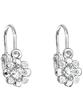 Silver children's earrings with clear zircons 11174.1