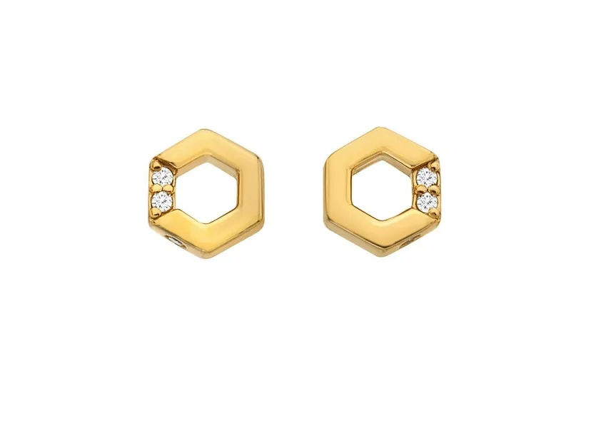 Dainty Jac Jossa Hope DE756 Diamond and Topaz Gold Plated Earrings