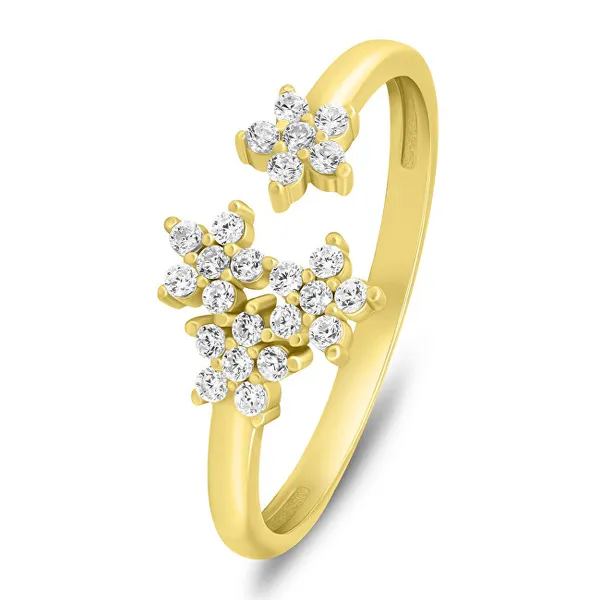 Beautiful gold plated open ring with zircons RI072Y