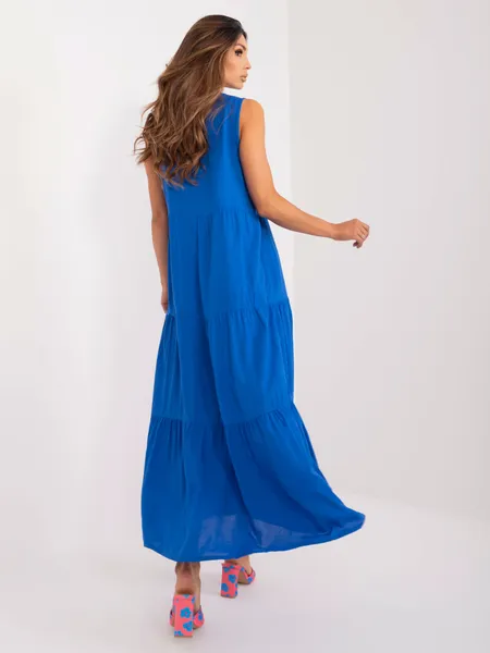 Women's cobalt dress with ruffles