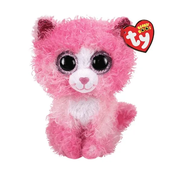 Plush toy TY Cat pink with curly hair Reagan 24 cm