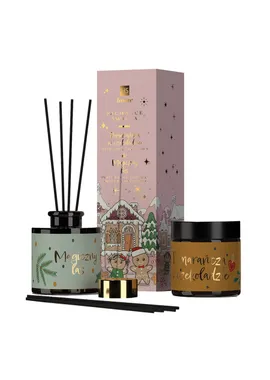Fragrant Christmas scent diffuser set Orange in chocolate 80ml + natural soy candle Magic Forest 100ml