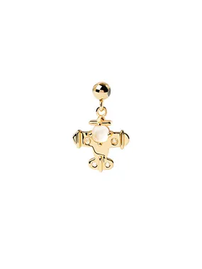 Playful gold-plated pendant with zircons PLANE Charms CH01-022-U