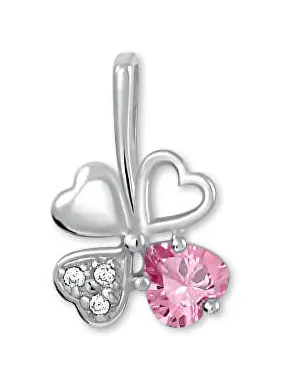 Silver pendant clover 446 001 00349 04 - pink - 0.43 g