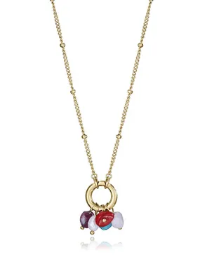 Gold-plated women's necklace with stones Chic 14157C01019