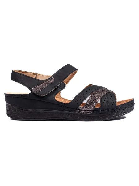 Women's black velcro sandals