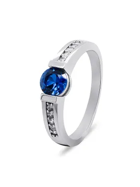 Charming silver ring with blue zircon RI022W