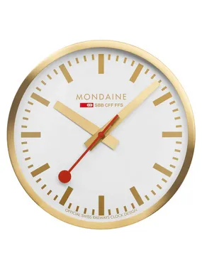 Mondaine A995.CLOCK.17SBG Gold Wall Clock, Station Clock 40 cm Made Off Aluminum