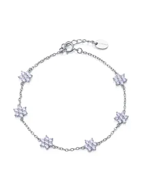 Sparkling silver bracelet with flowers Elegant 13209P000-30