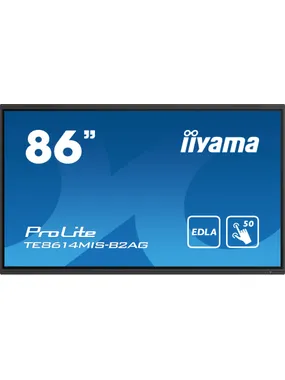 iiyama PROLITE TE8614MIS-B2AG Ciparu signālu plakans panelis 2,18 m (86 collas) LCD Wi-Fi 435 cd/m² 4K Ultra HD melns skārienekrāns Iebūvēts procesors Android 24/7