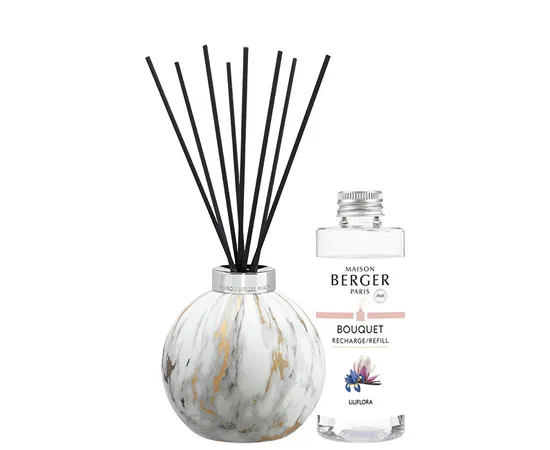 GIFT SET AROMA Diffuser Marbrure White + Liliflora Refill 180 ml