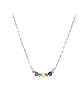 Silver necklace with colored zircons AJNA0003