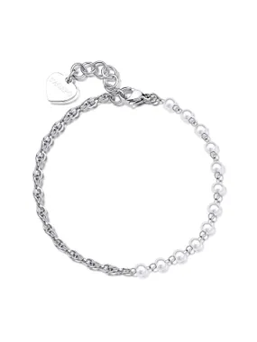 Elegant steel bracelet with chunky pearls SHK67