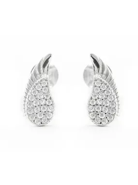 Gentle silver earrings with clear zircons Angel wings AGUP2092