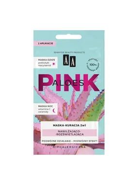 Aloe Pink moisturizing and illuminating mask day + night treatment 2x4g